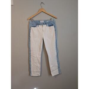 FRAME DENIM White Colorblock‎ Le High Straight Leg Cropped Jeans Women’s Size 29